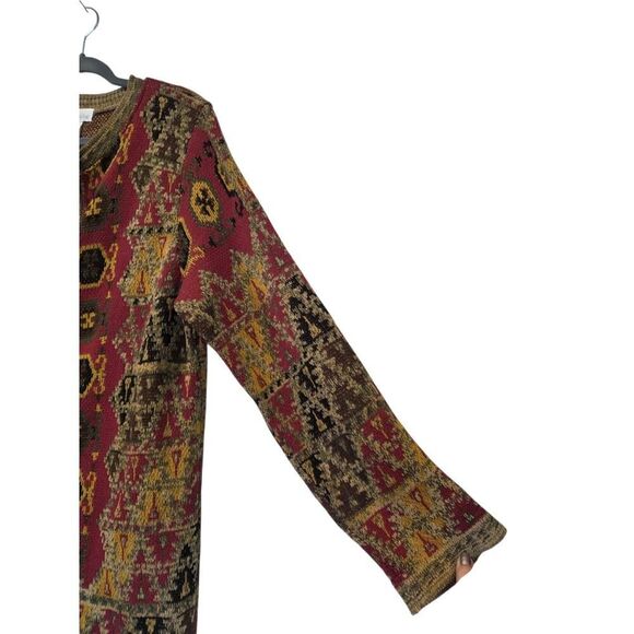 Soft Surroundings Long Cardigan Sweater Tapestry Jacket Art Wear Boho Heavy | M - Picture 3 of 13